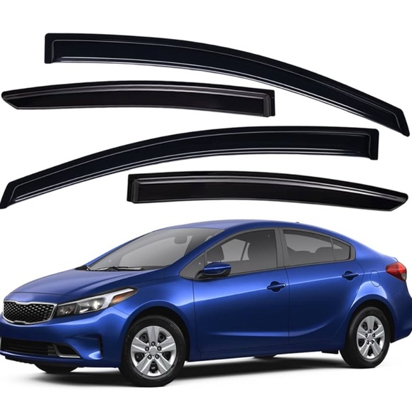 Durable Outside-Mount Auto Vent Window Visor, Fits 2014-2018 Kia Forte Sedan - Picture 1 of 3